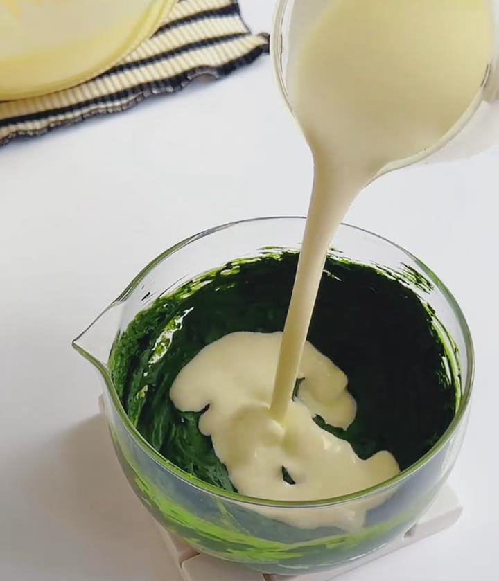 Gradually add 170g warm cream