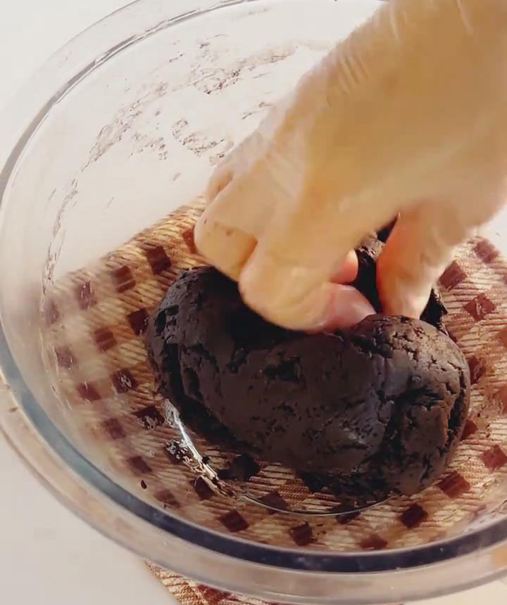 Fold gently with a spatula until a dough forms