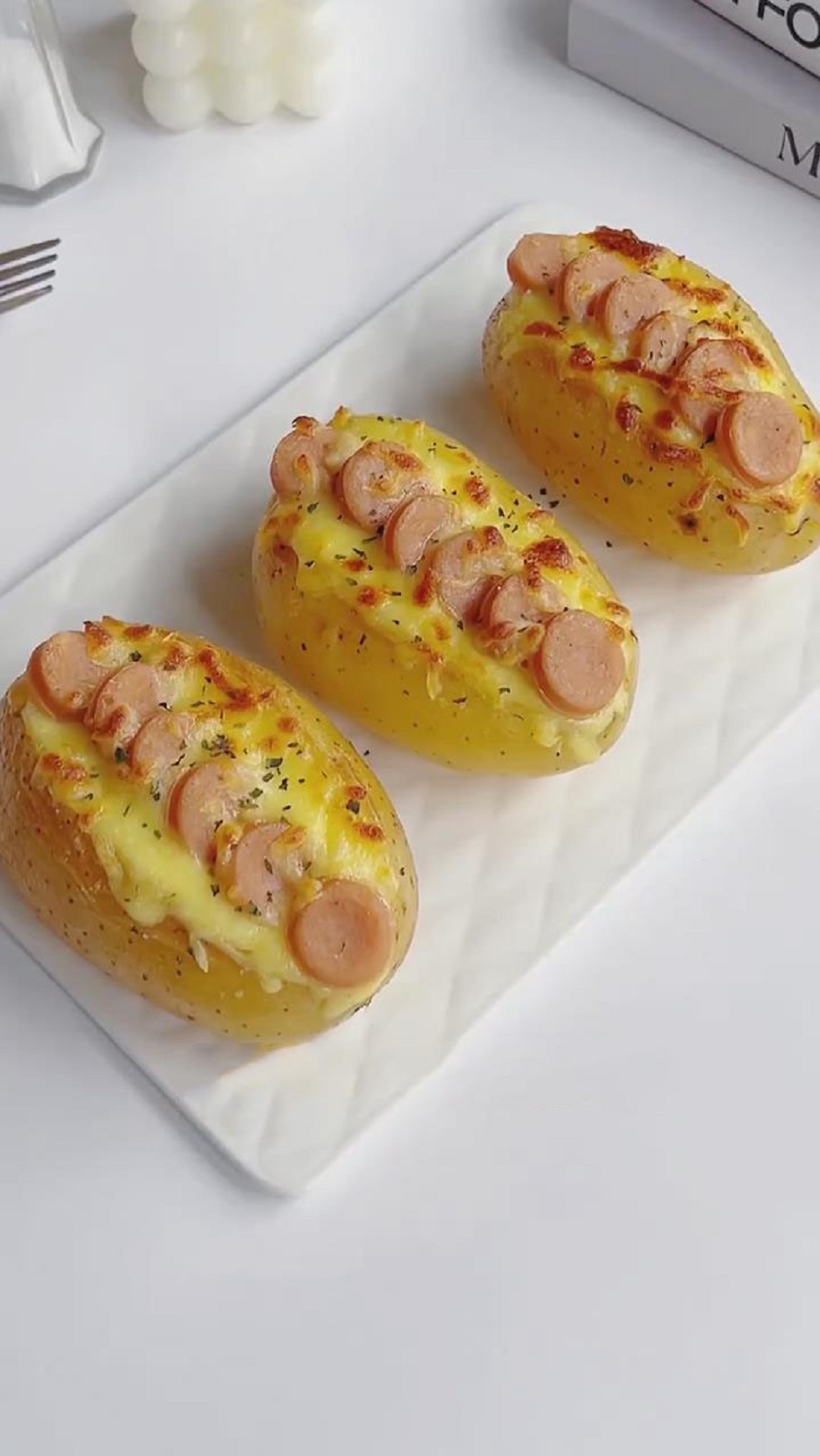 Baked Potato with Cheese & Sausage (1)