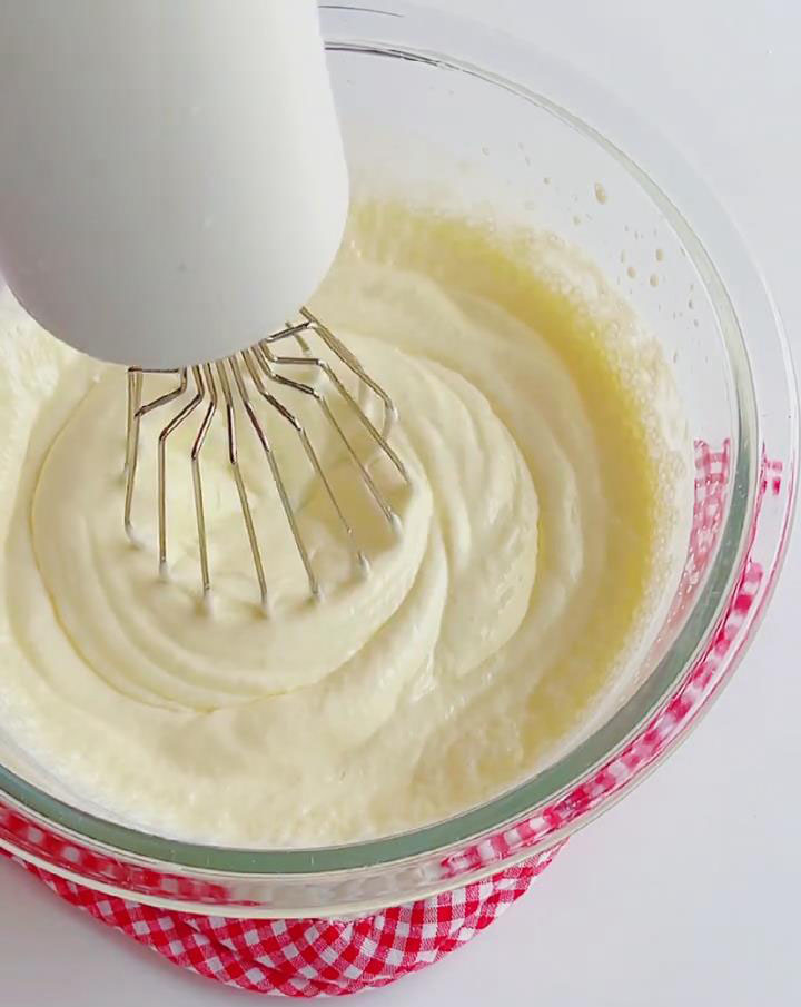 Beat on low speed with an electric mixer