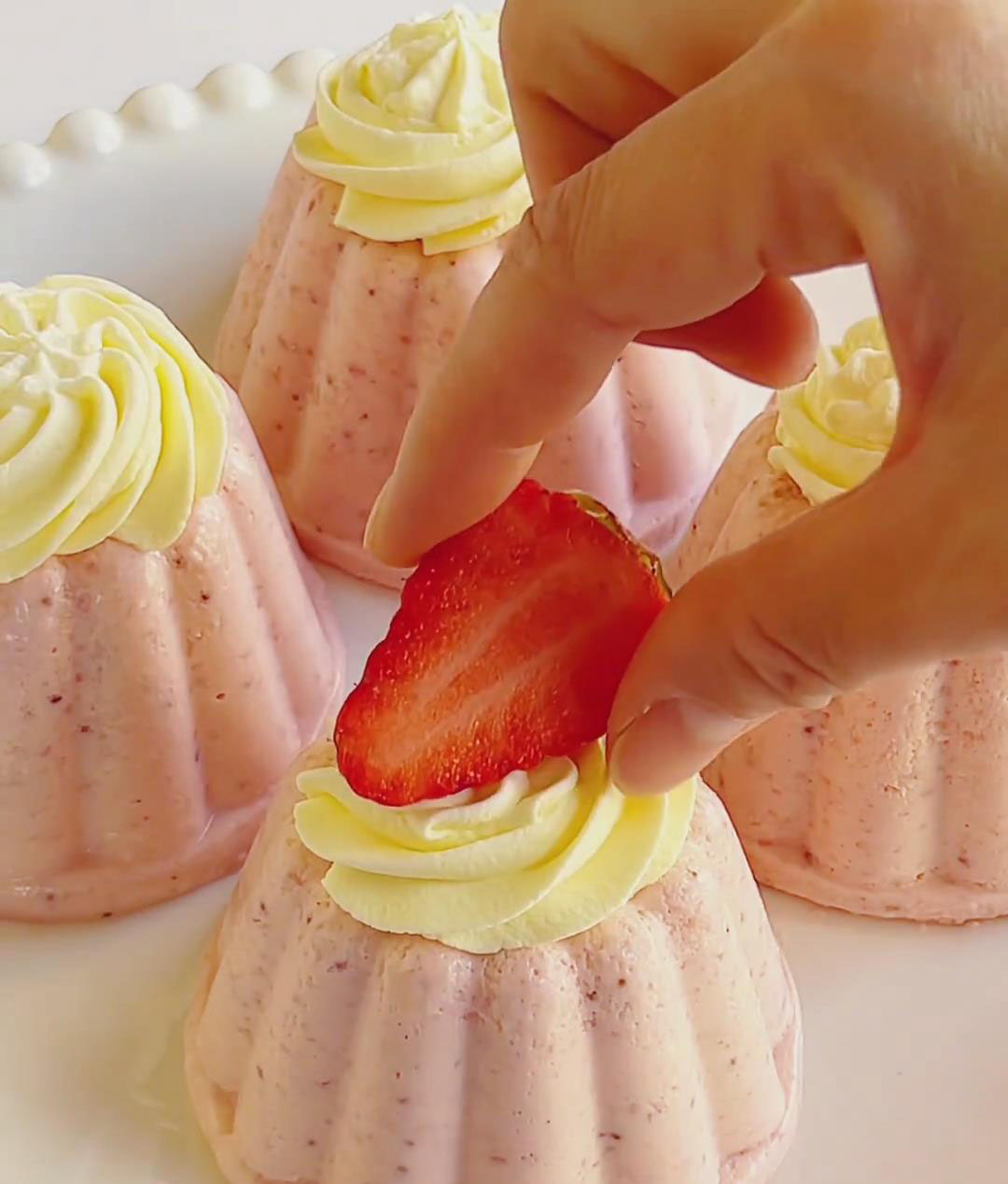 Garnish with fresh strawberry halve