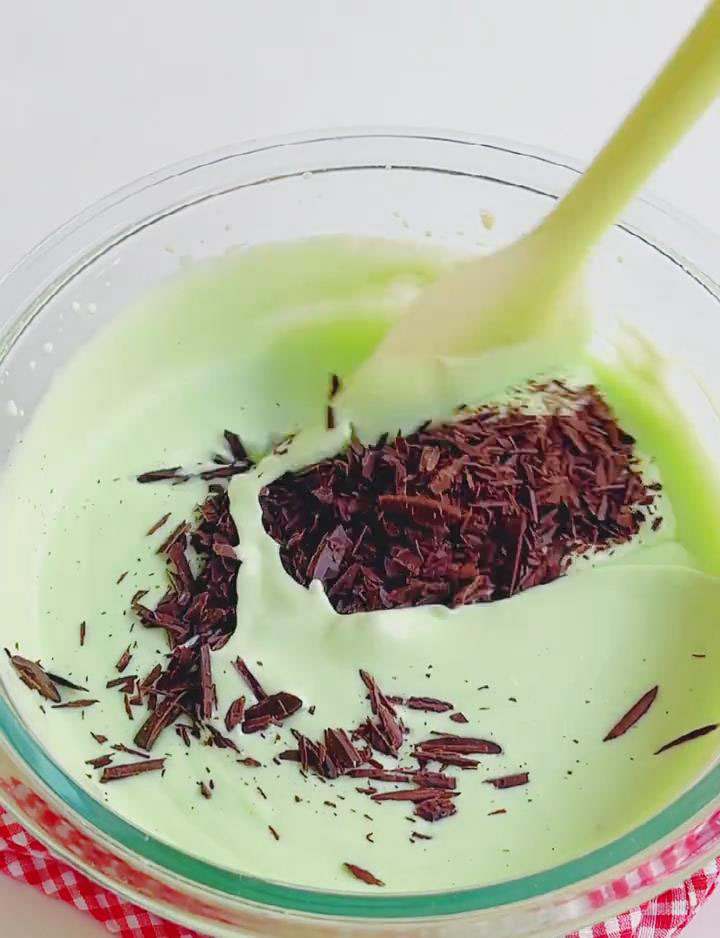 Gently fold in chilled chocolate chunks