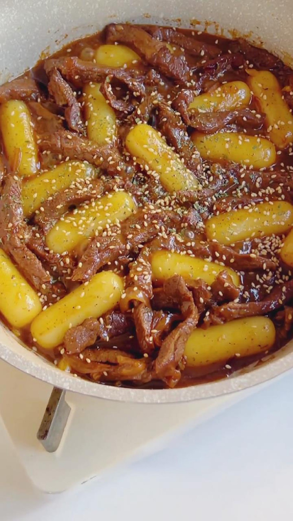 Pan Fried Rice Cakes with Steak (1)