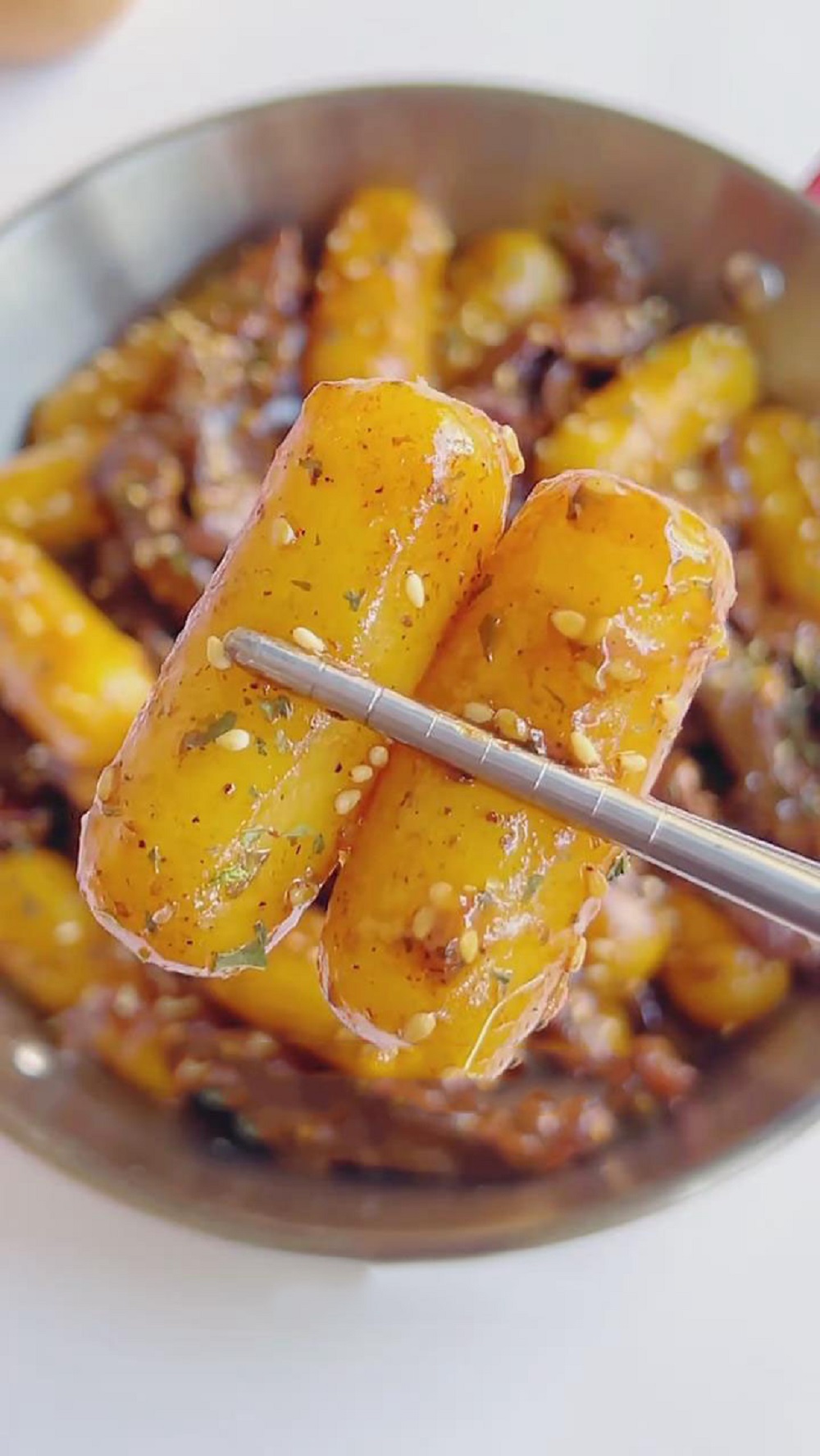 Pan Fried Rice Cakes with Steak (3)