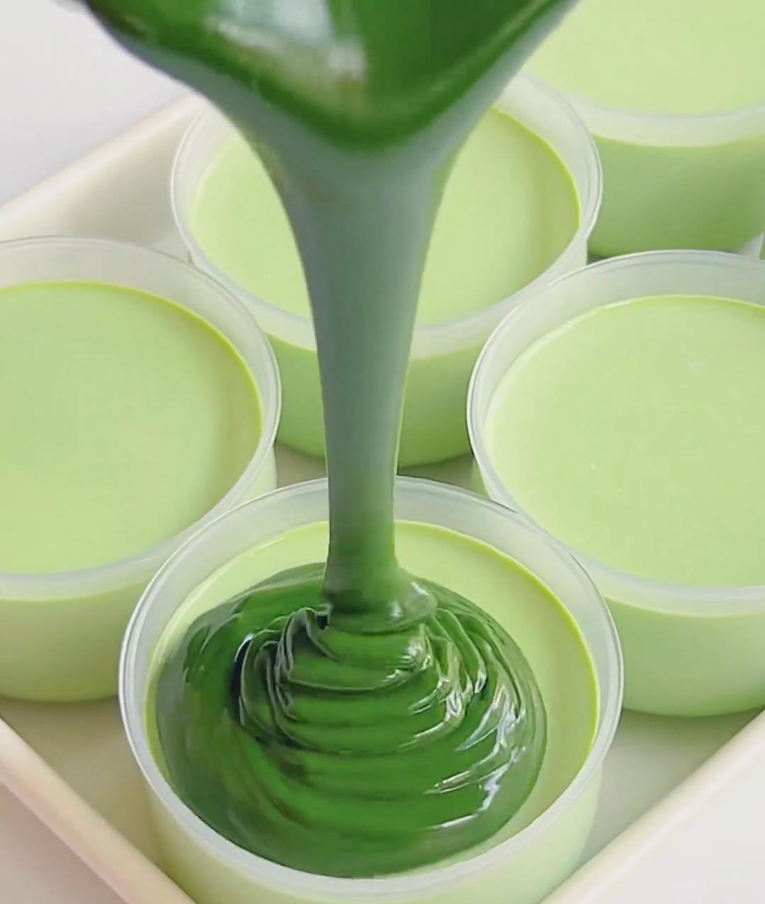 Pour gently over the set panna cotta layer