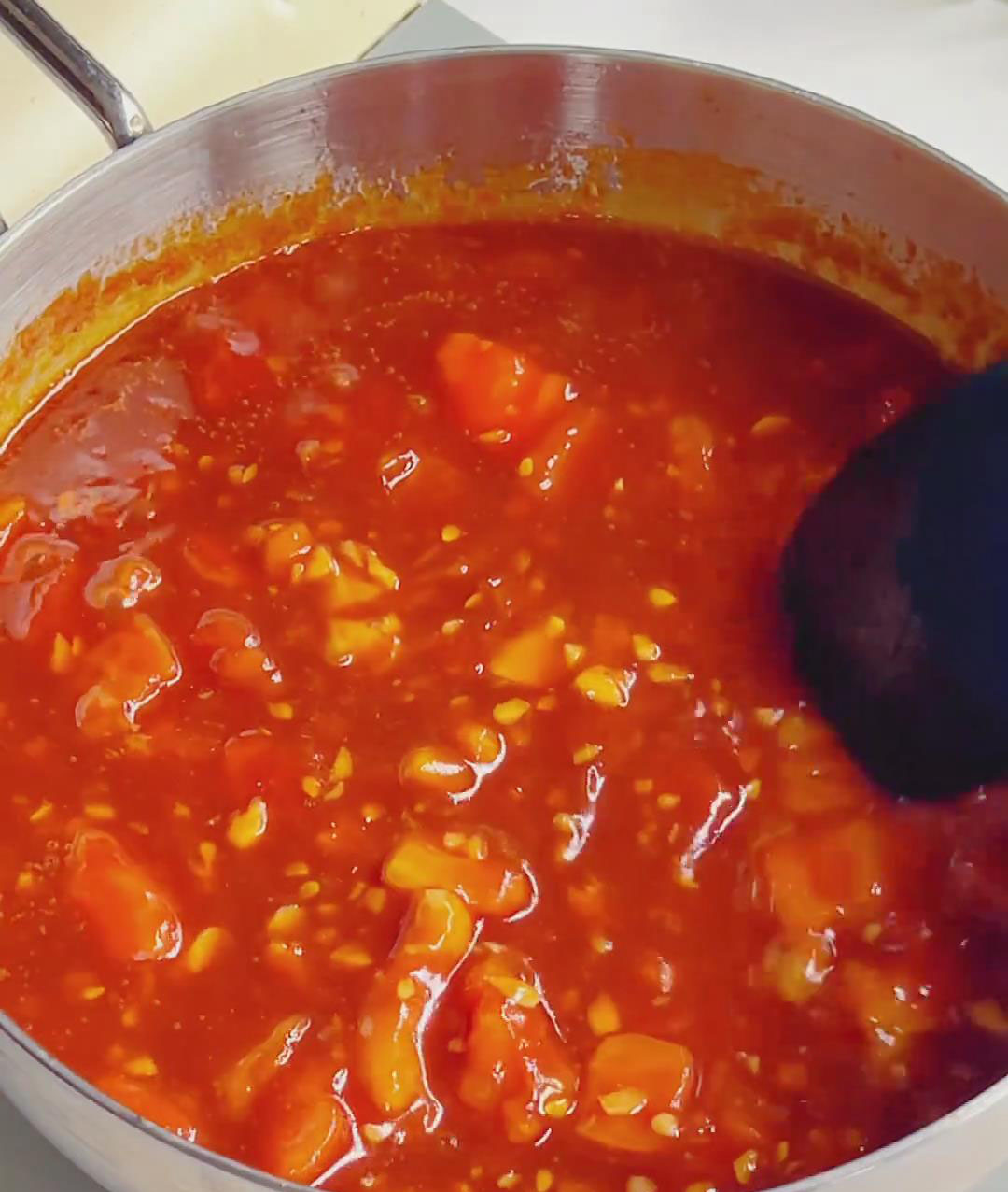 Stir in 2 tsp tomato paste
