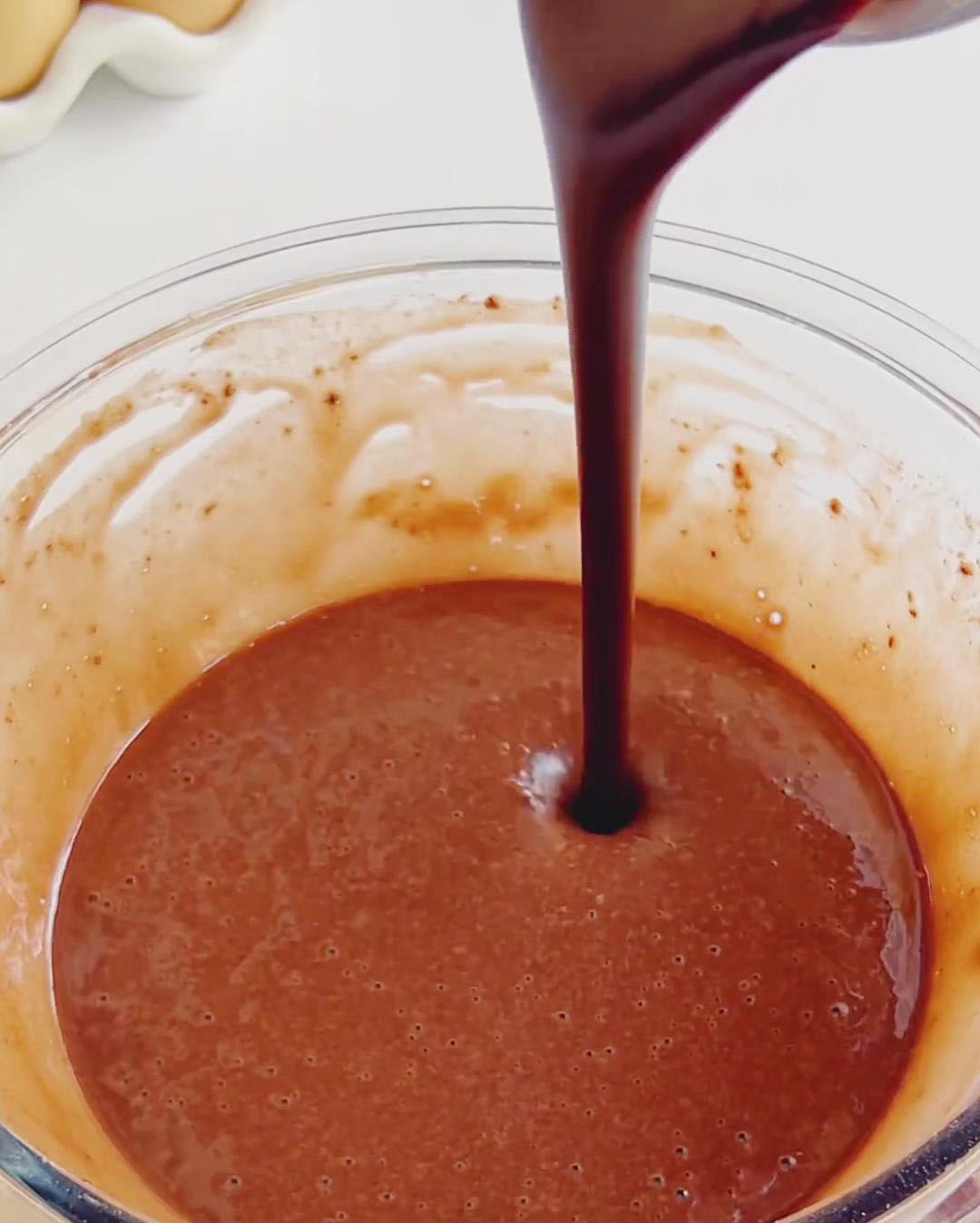Stir in the cooled chocolate butter mixture