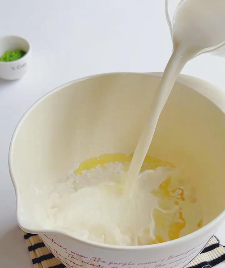 combine glutinous rice flour, cornstarch, sugar, corn oil, and milk