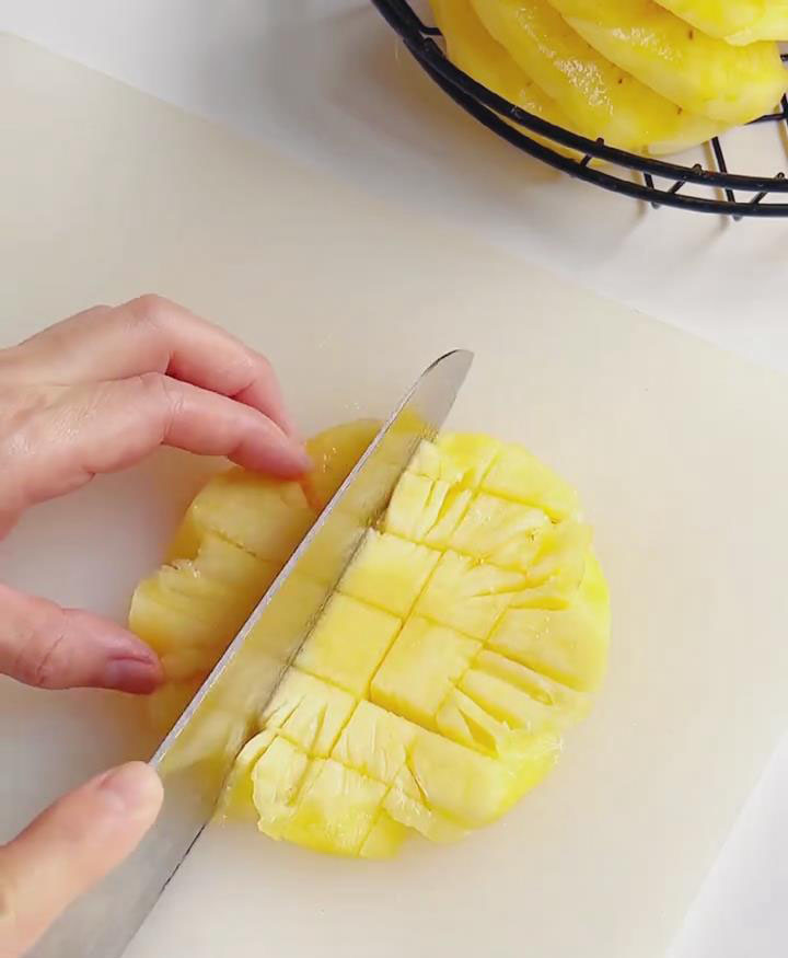 cut the slices into roughly 1cm cubes