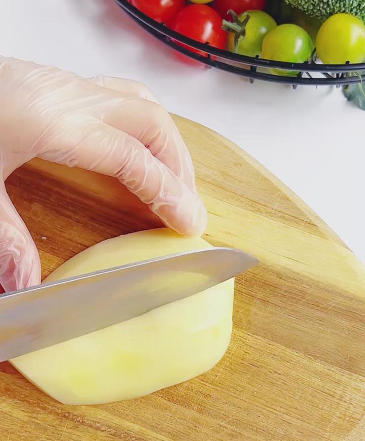 peel the potato and cut it into uniform