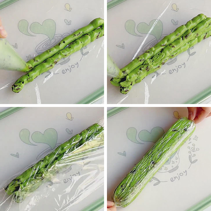 pipe into a log shape on plastic wrap