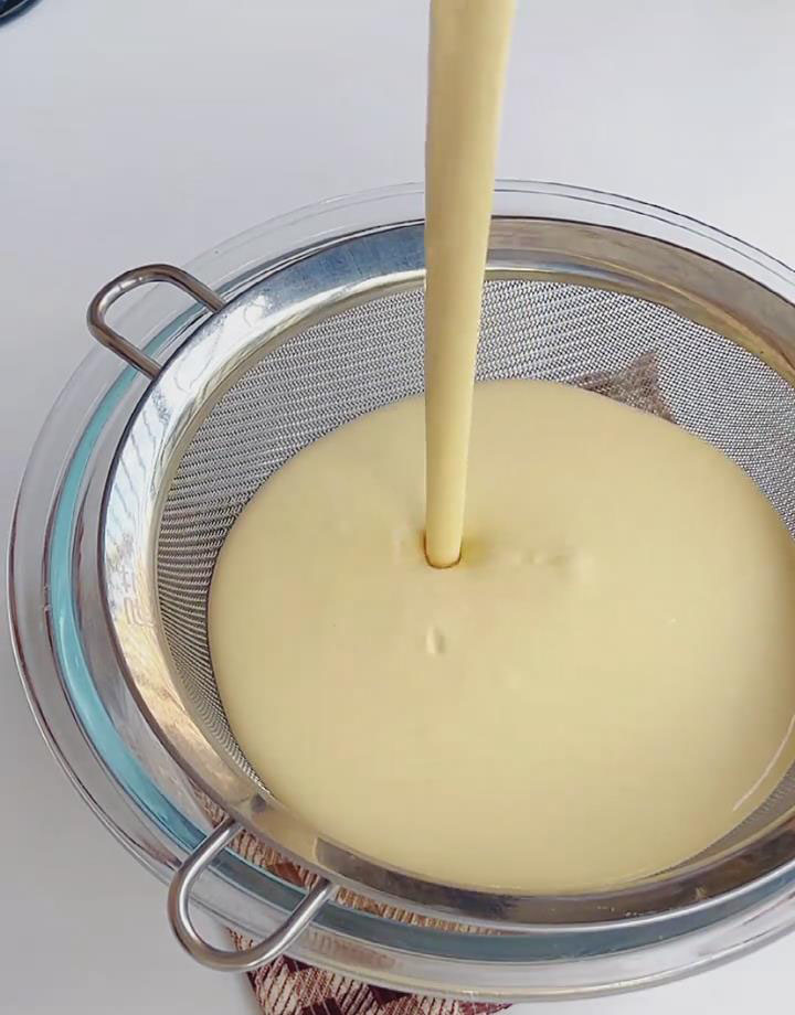 strain the batter into the mold