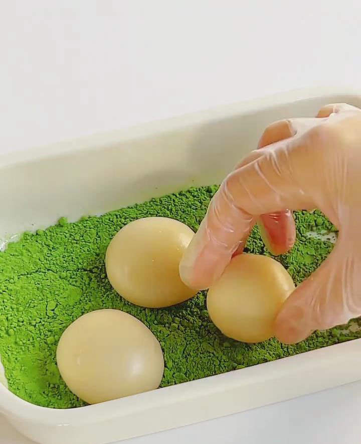 Coat each piece evenly with matcha powder