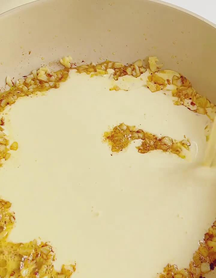 Pour in the heavy cream