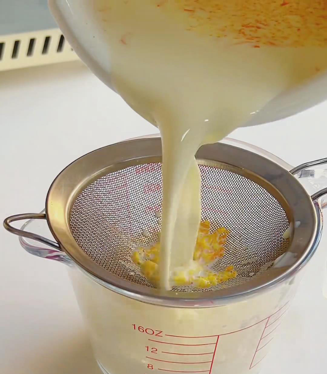 Strain through a fine sieve