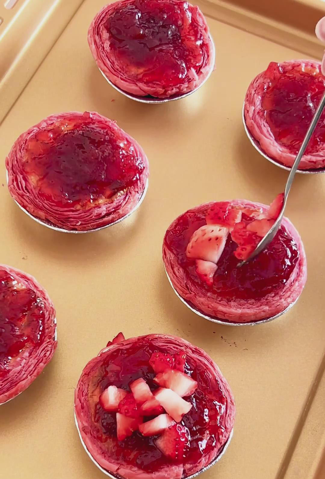 Add strawberry pieces