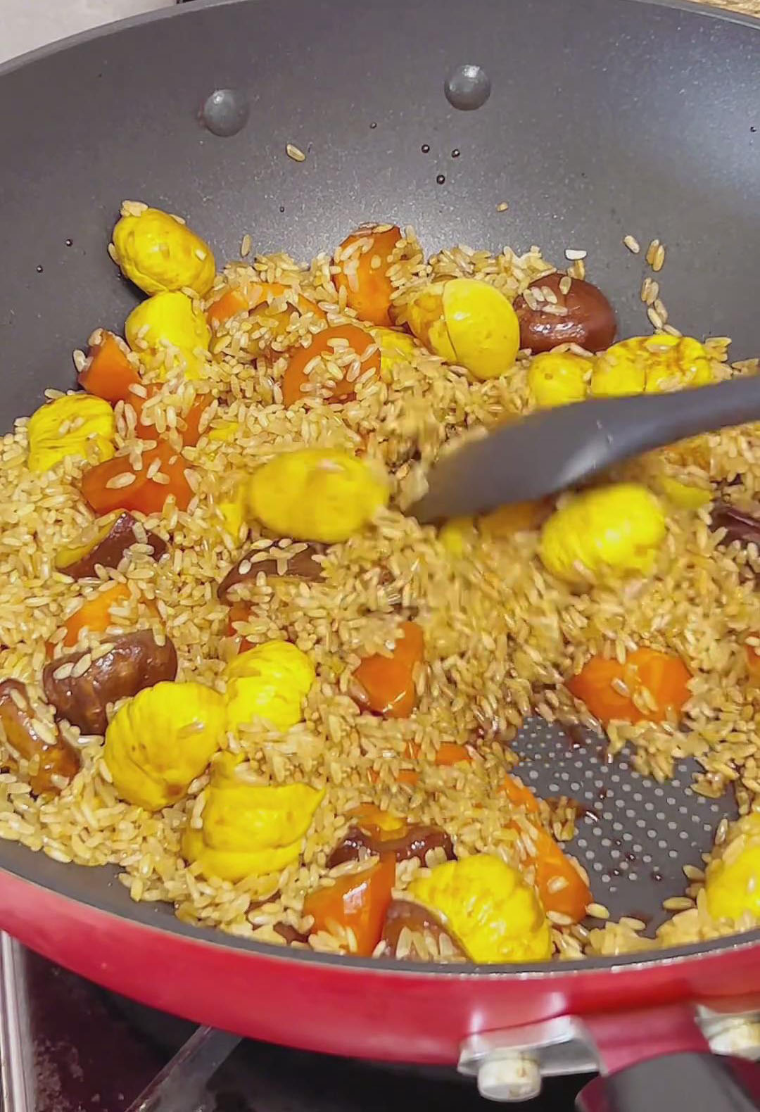 Add the drained rice