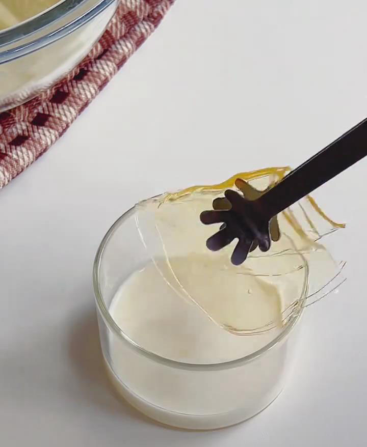Add the softened gelatin into the hot milk