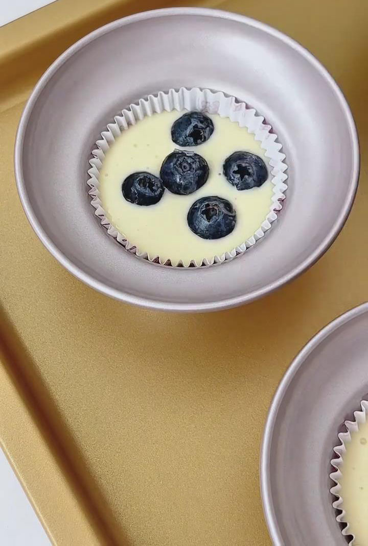 Place 3 4 fresh blueberries into the batter