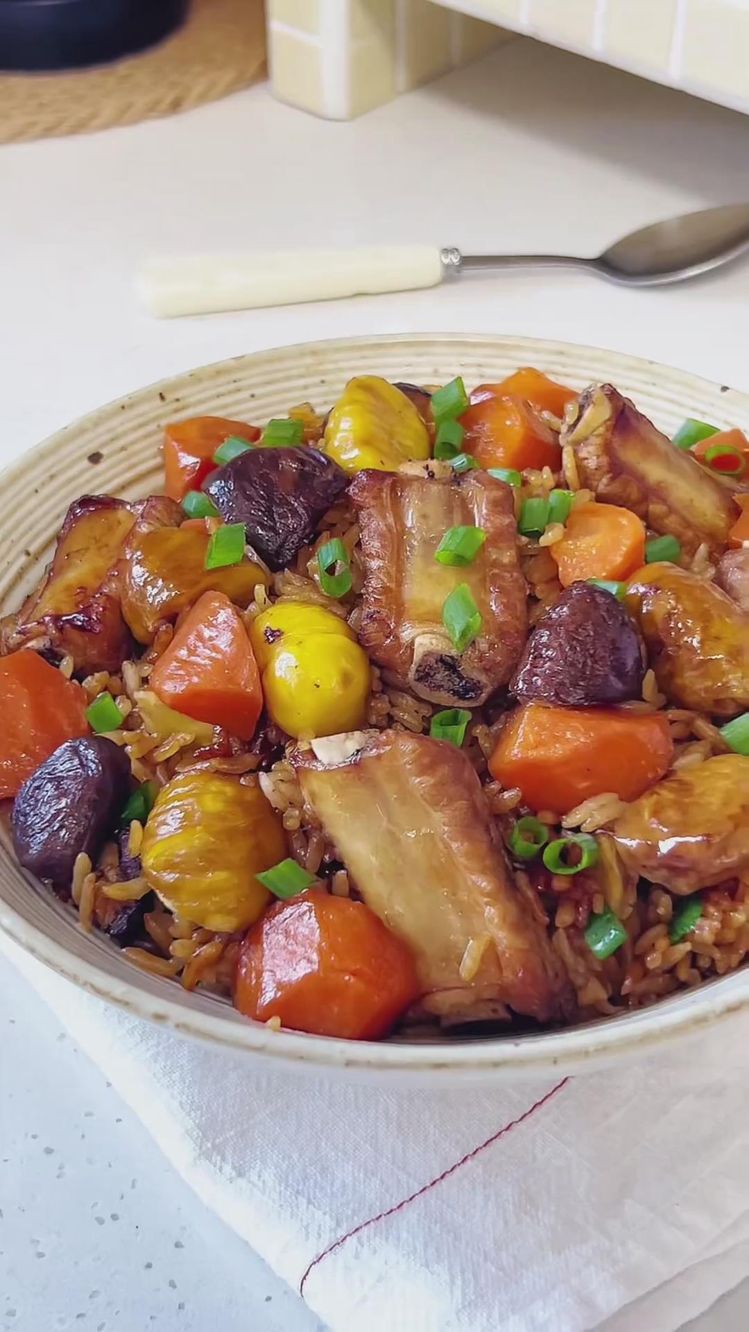 Rice Cooker Chestnut Pork Ribs & Rice (4)