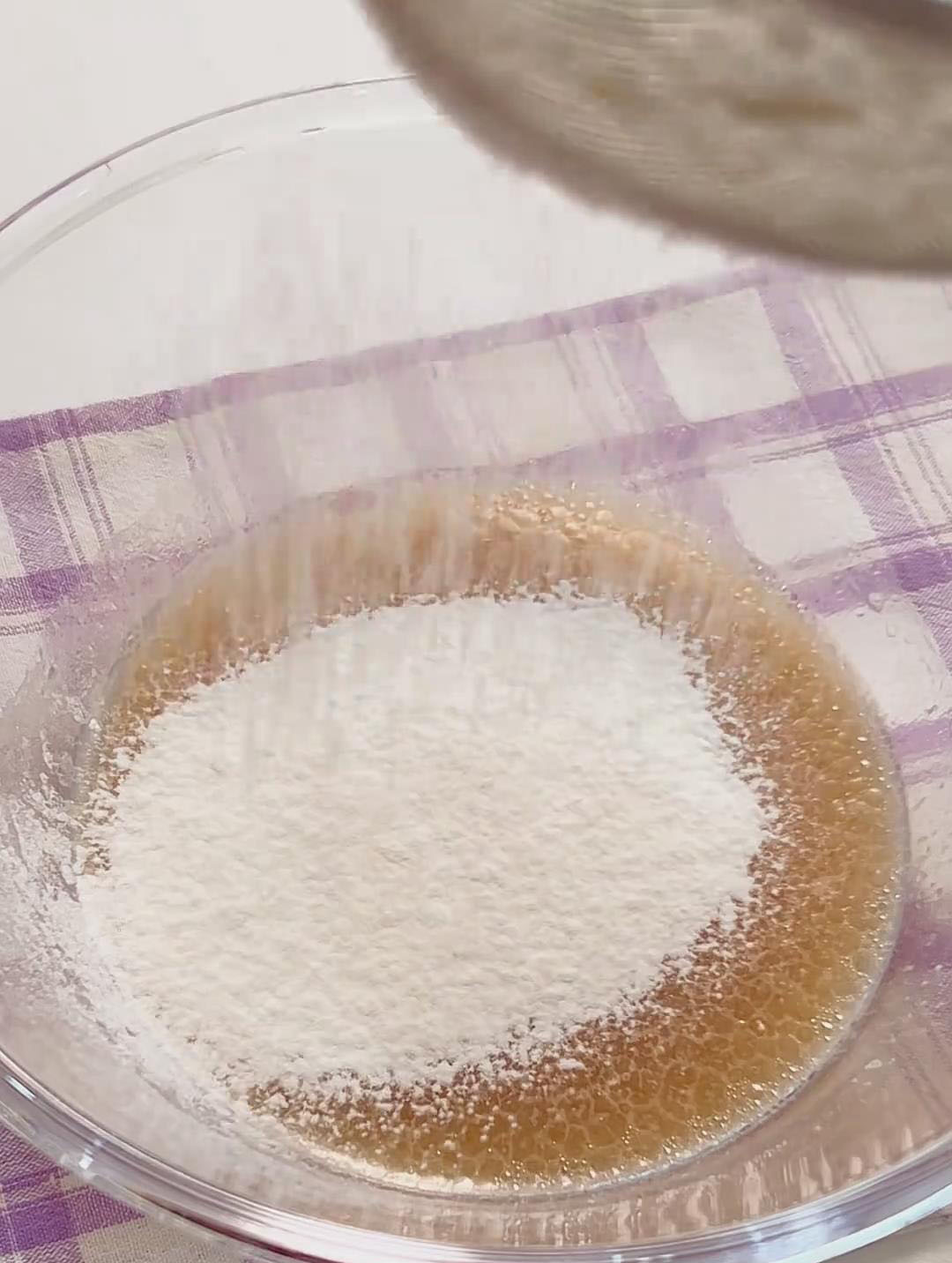 Sift in the cake flour