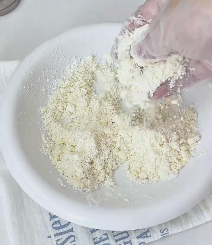 Use your fingertips to quickly rub the ingredients together