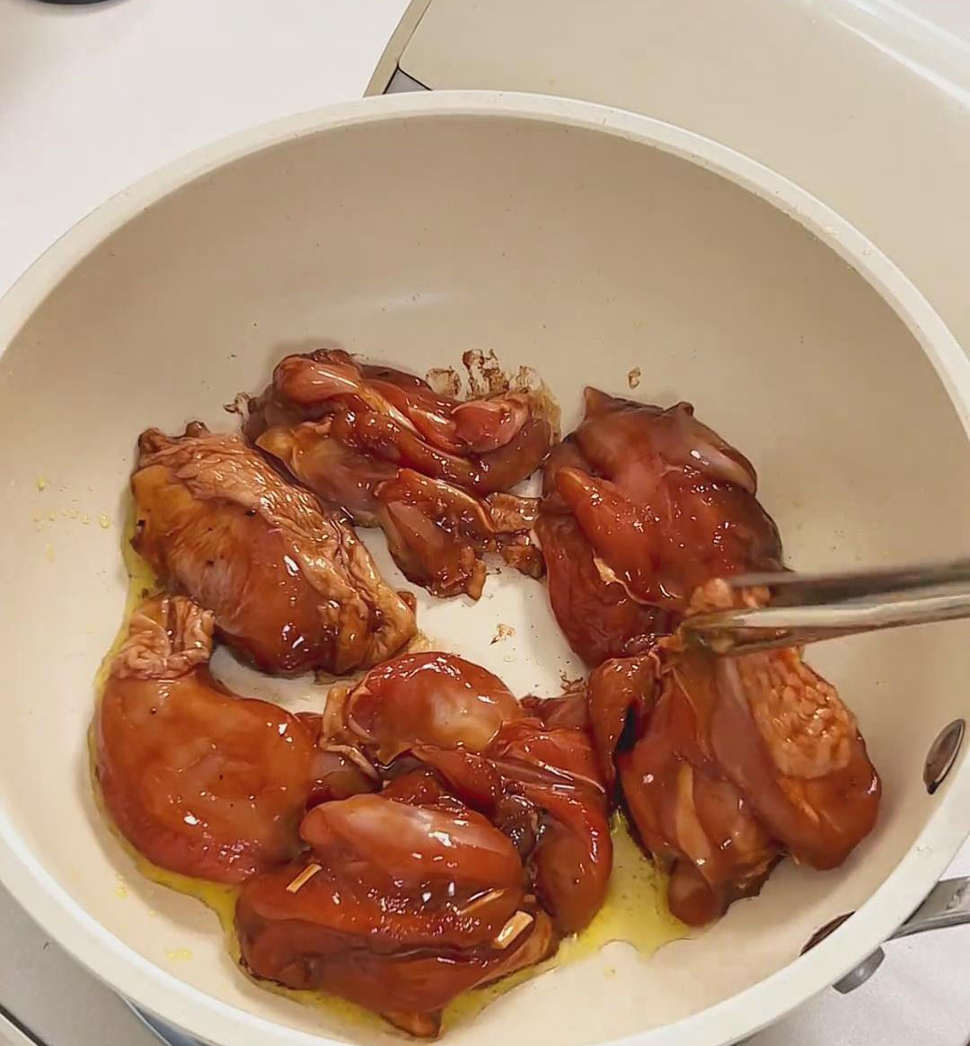 add the marinated chicken pieces