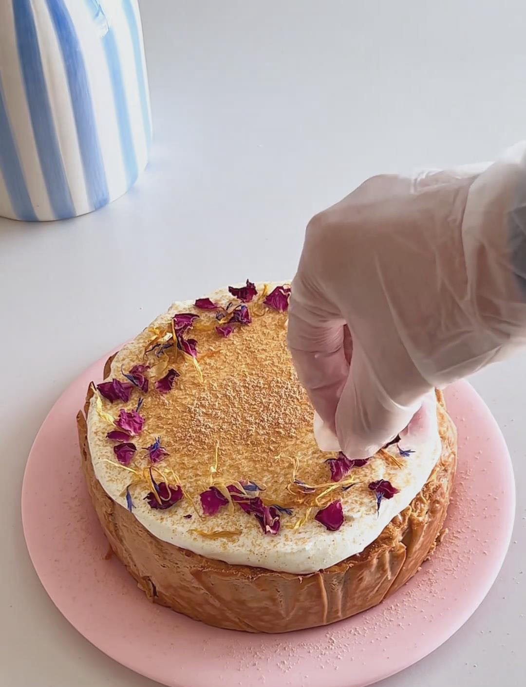 dust the top with edible flowers