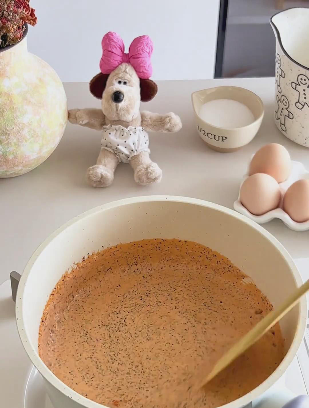 heat while stirring.