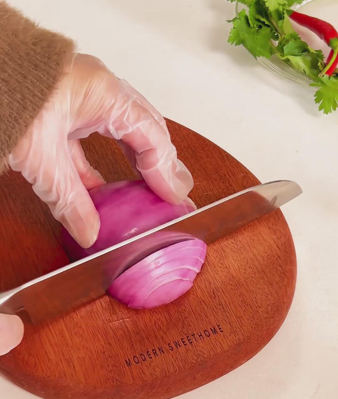 slice the onion into strips