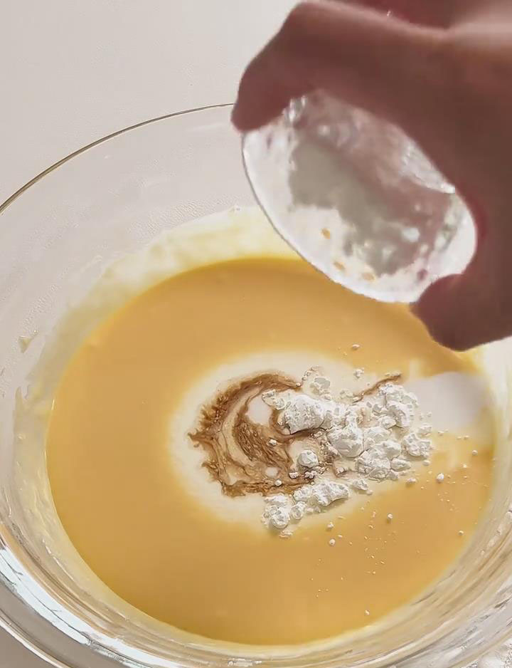 Add heavy cream, coffee liquid, coconut milk, and cornstarch