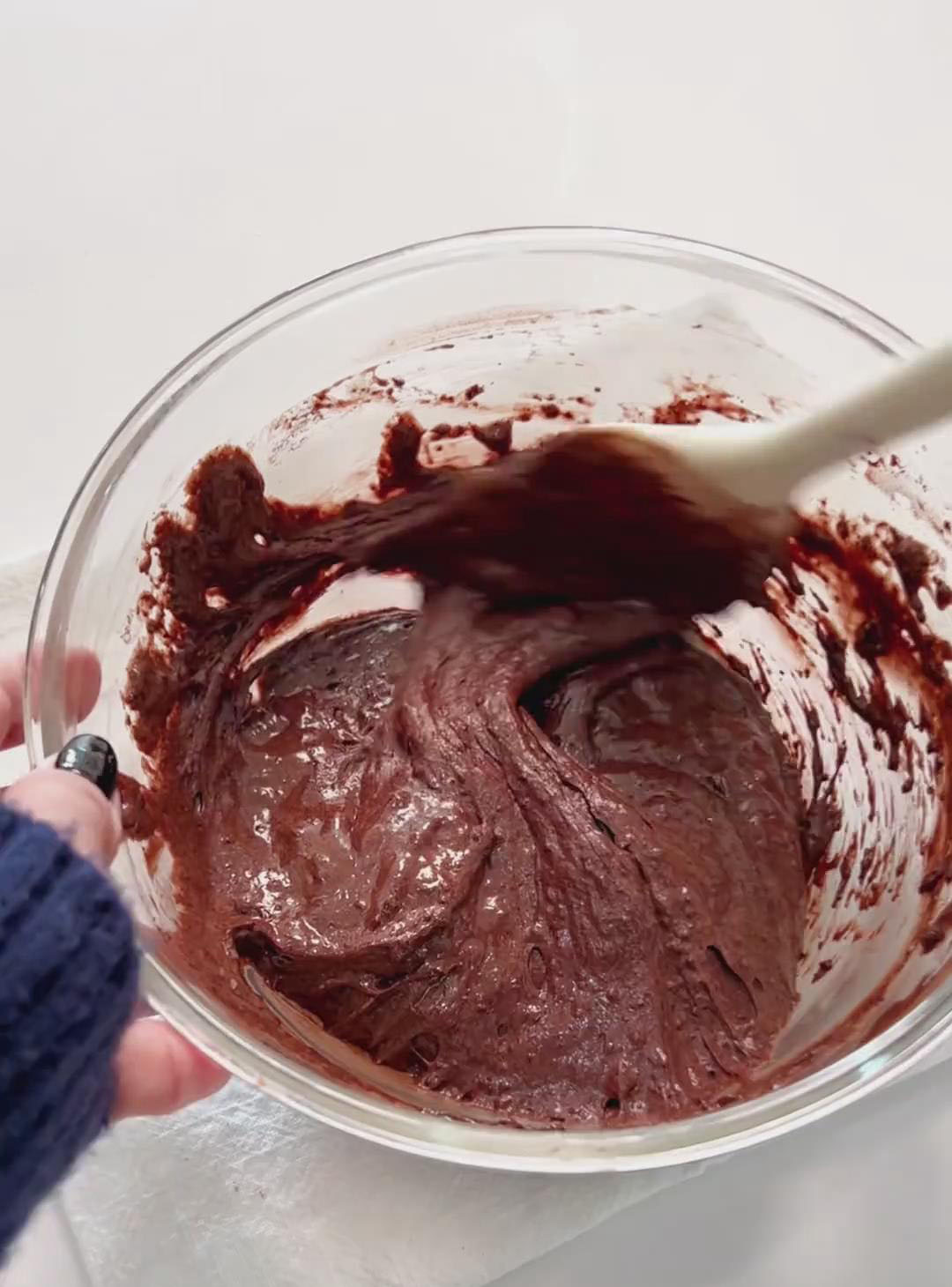 Use a spatula to gently fold the dry ingredients