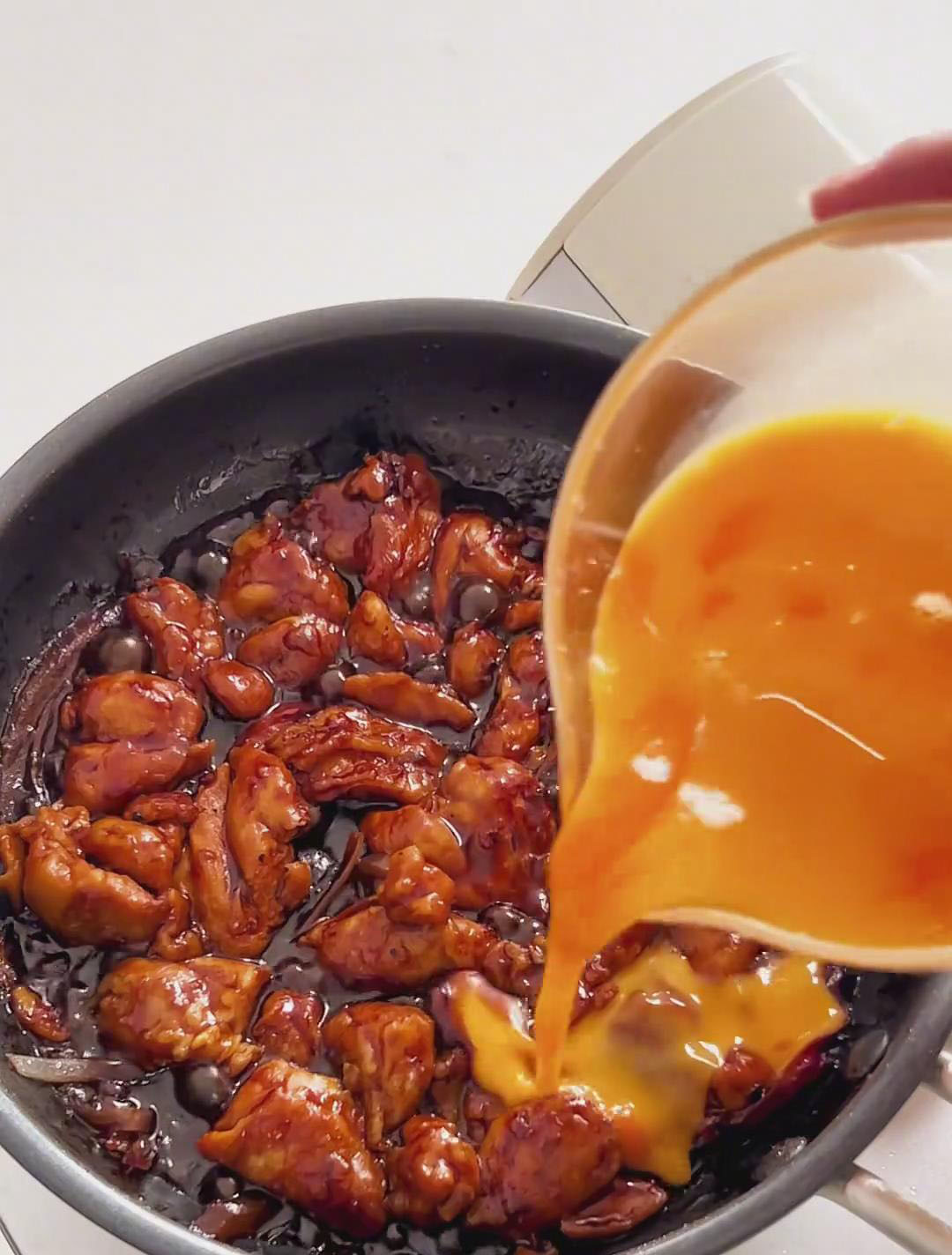 pour in the beaten egg mixture